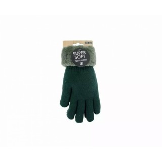 Gefütterte Damen Strickhandschuhe » Teddy Winterhandschuhe » Fingerhandschuhe Super Soft - Türkis