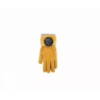 Gefütterte Damen Strickhandschuhe » Teddy Winterhandschuhe » Fingerhandschuhe Super Soft - Gelb