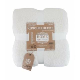 Teddy Kuscheldecke 150 x 200 cm » warme Wohndecke in Kunstfell-Optik | flauschige Mikrofaser Decke - Weiß