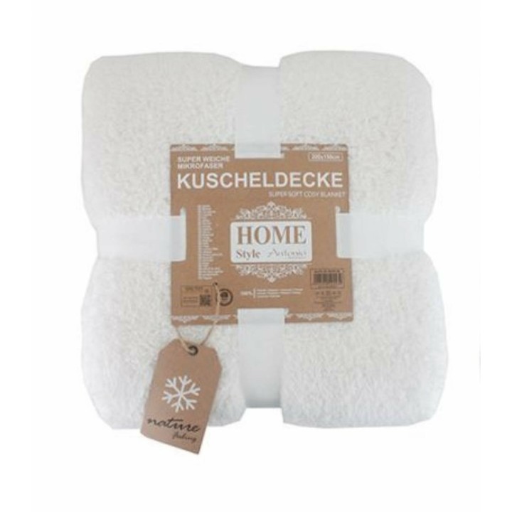 Teddy Kuscheldecke 150 x 200 cm » warme Wohndecke in Kunstfell-Optik | flauschige Mikrofaser Decke - Weiß