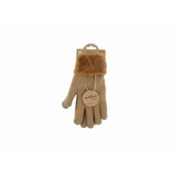 Gefütterte Damen Strickhandschuhe » Teddy Winterhandschuhe » Fingerhandschuhe Super Soft - Braun