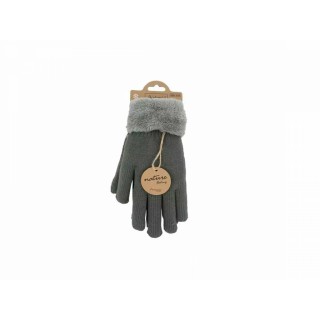 Gefütterte Damen Strickhandschuhe » Teddy Winterhandschuhe » Fingerhandschuhe Super Soft - Hellgrau