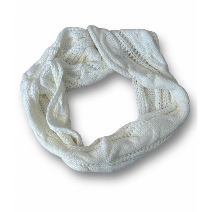 Loop Schal » Winter Damenschal » Strickschal » Damen Schal mit Strickmuster - Weiß