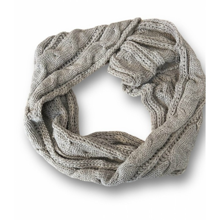 Loop Schal » Winter Damenschal » Strickschal » Damen Schal mit Strickmuster - Beige