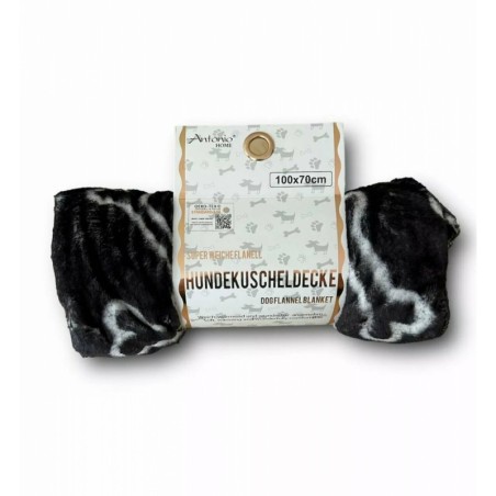 Hundedecke 100x70cm » Hundekuscheldecke » Flanell Liegedecke für Hunde » leicht & dünn - Schwarz