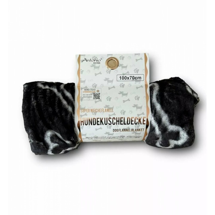 Hundedecke 100x70cm » Hundekuscheldecke » Flanell Liegedecke für Hunde » leicht & dünn - Schwarz