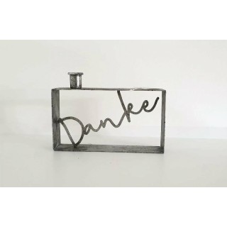 Kerzenständer 21 x 12 cm » Kerzenhalter »  Geschenk als Danke » robuster Leuchter » Deko Kerzen Halter aus Handarbeit - Silbe