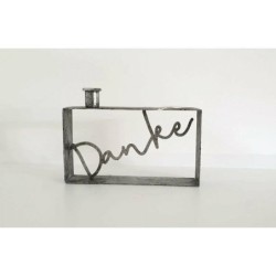 Kerzenständer 21 x 12 cm » Kerzenhalter »  Geschenk als Danke » robuster Leuchter » Deko Kerzen Halter aus Handarbeit - Silbe