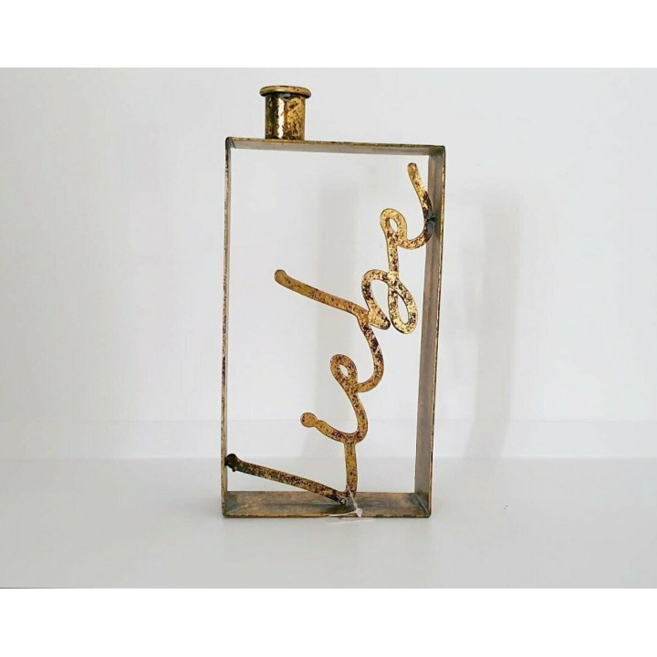 Kerzenständer 21 x 12 cm » Kerzenhalter »  Liebe Geschenk » robuster Leuchter » Deko Kerzen Halter aus Handarbeit - Gold