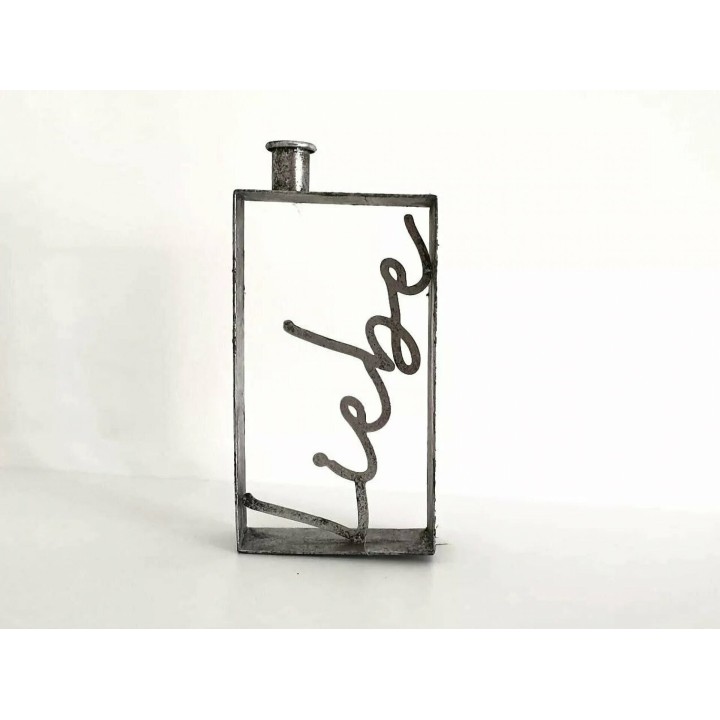 Kerzenständer 21 x 12 cm » Kerzenhalter »  Liebe Geschenk » robuster Leuchter » Deko Kerzen Halter aus Handarbeit - Silber