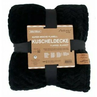 Jacquard Wohndecke » Kuscheldecke 150x200cm » Kuscheldecke glänzend » Couchdecke » Tagesdecke warm und weich - Schwarz