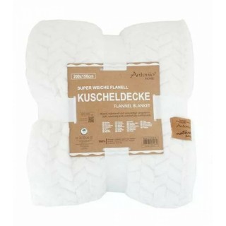 Jacquard Wohndecke » Kuscheldecke 150x200cm » Kuscheldecke glänzend » Couchdecke » Tagesdecke warm und weich - Weiß