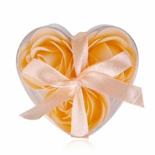 Baderosen Set als Geschenkbox mit 3x3 g » Herz Seifenrosen » Badekonfetti - Apricot