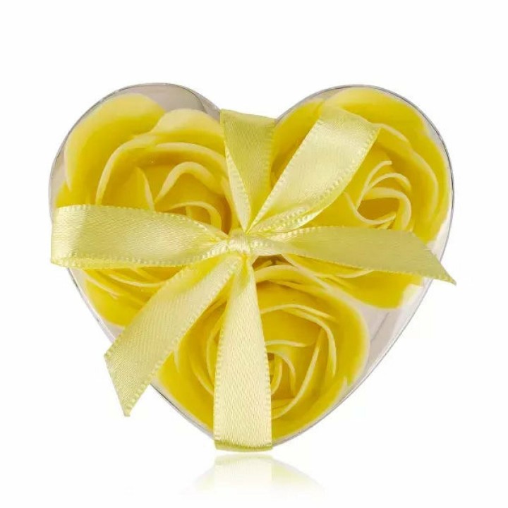 Baderosen Set als Geschenkbox mit 3x3 g » Herz Seifenrosen » Badekonfetti - Gelb