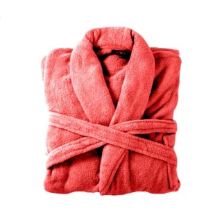 Bademantel flauschig » Saunamantel in Teddy-Plüsch Qualität » leichter/dünner Morgenmantel 100 cm lang » unisex - Rot