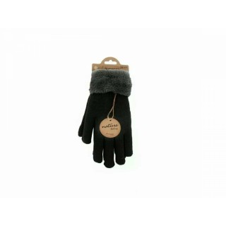 Gefütterte Damen Strickhandschuhe » Teddy Winterhandschuhe » Fingerhandschuhe Super Soft - Dunkelgrau