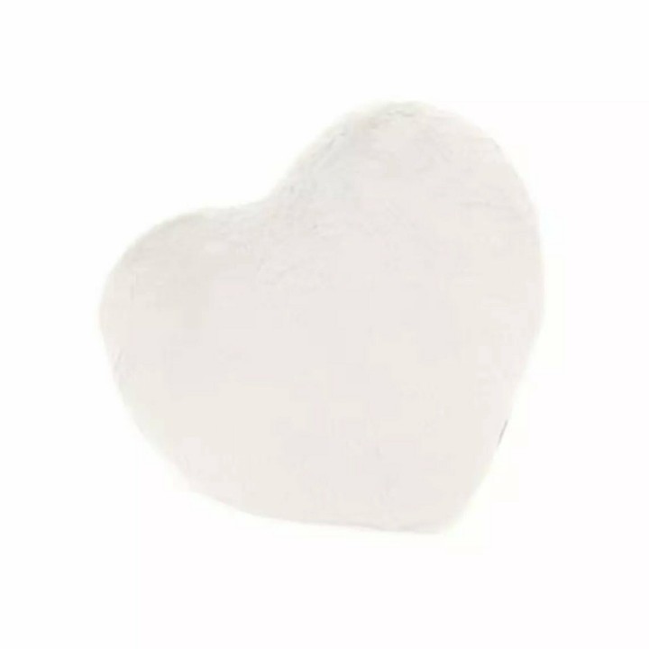 Herzkissen » Kuschelkissen 37 x 34 cm » weiches Herz Kissen » Dekokissen » Zierkissen aus Kunstfell - Weiß