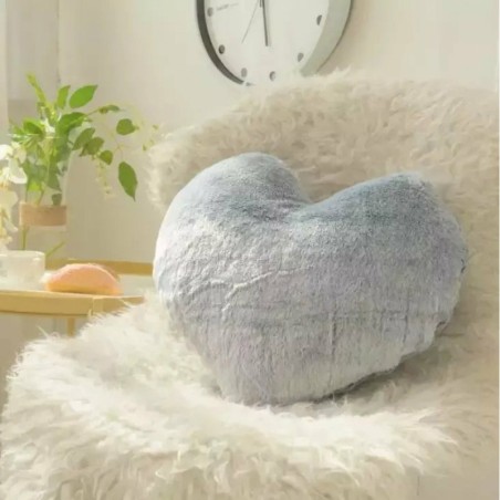 Herzkissen » Kuschelkissen 45 x 45 cm » weiches Herz Kissen » Dekokissen » Zierkissen aus Kunstfell - Grau