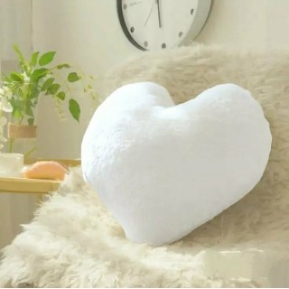 Herzkissen » Kuschelkissen 45 x 45 cm » weiches Herz Kissen » Dekokissen » Zierkissen aus Kunstfell - Weiß