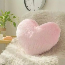 Herzkissen » Kuschelkissen 45 x 45 cm » weiches Herz Kissen » Dekokissen » Zierkissen aus Kunstfell - Rosa