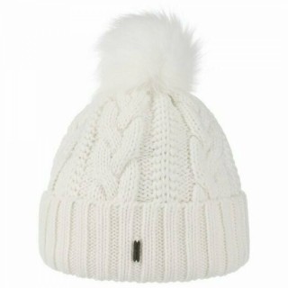Premium Damen Wintermütze » gefütterte Strickmütze weiß » Bommelmütze » Mütze » Beanie