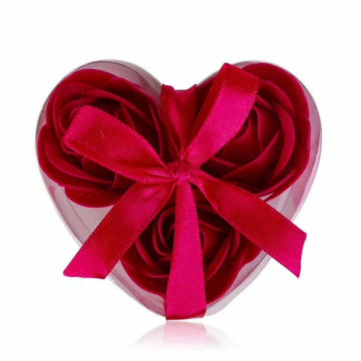 Baderosen Set als Geschenkbox mit 3x3 g » Herz Seifenrosen » Badekonfetti - Rot