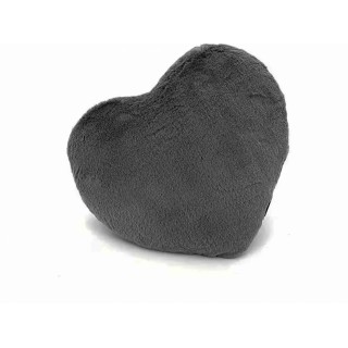 Herzkissen » Kuschelkissen 37 x 34 cm » weiches Herz Kissen » Dekokissen » Zierkissen aus Kunstfell - Grau