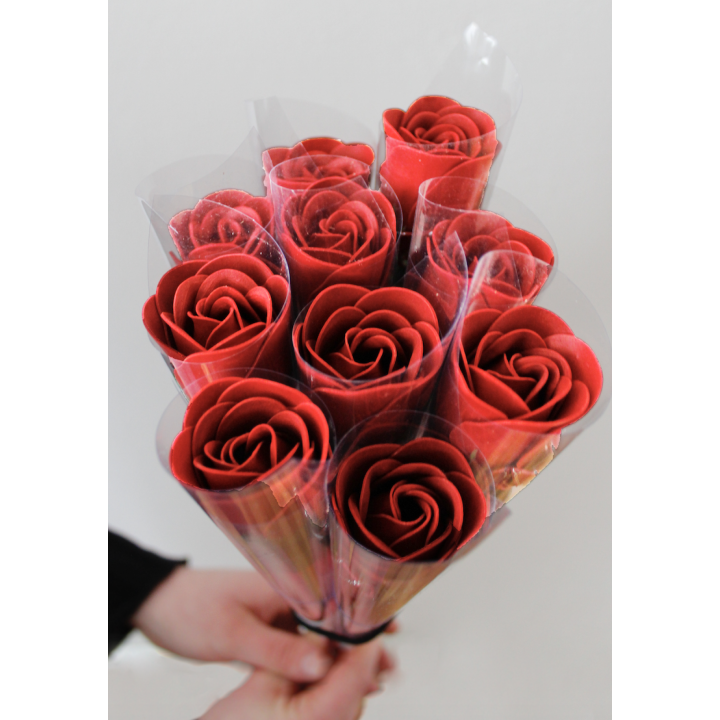 Baderosen Strauß » Set 10 x Bade Rosen » Badekonfetti mit Rosen Duft » Seifenrosen » Blumenstrauß - Rot