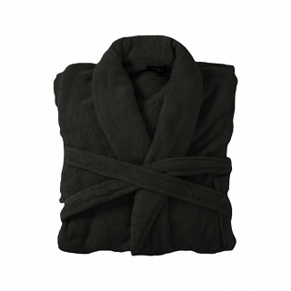 Bademantel flauschig » Saunamantel in Teddy-Plüsch Qualität » leichter/dünner Morgenmantel 100 cm lang » unisex - Schwarz