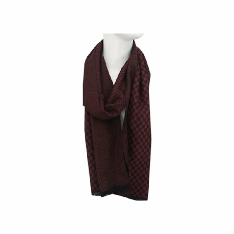 Winter Herren Schal mit Schach Muster » Soft Cashmera Herrenschal | Winterschal 180x30 cm - Bordeauxrot