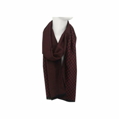 Winter Herren Schal mit Schach Muster » Soft Cashmera Herrenschal | Winterschal 180x30 cm - Bordeauxrot