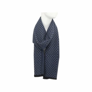 Winter Herren Schal mit Schach Muster » Soft Cashmera Herrenschal | Winterschal 180x30 cm - Dunkelblau