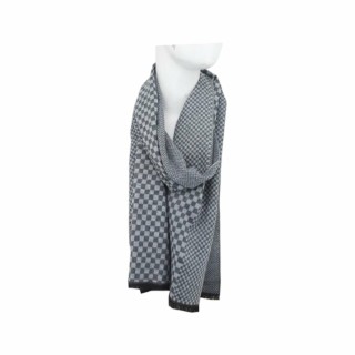Winter Herren Schal mit Schach Muster » Soft Cashmera Herrenschal | Winterschal 180x30 cm - Grau