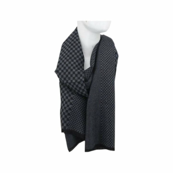 Winter Herren Schal mit Schach Muster » Soft Cashmera Herrenschal | Winterschal 180x30 cm - Schwarz
