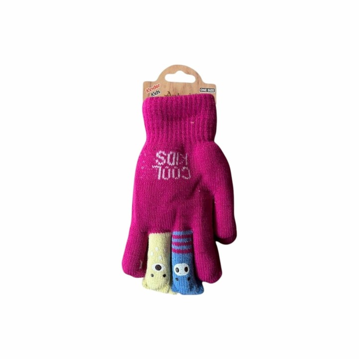 Kinder Winter Handschuhe » Kinderhandschuhe mit Tier Fingern » Fingerhandschuhe » teilweise mit Teddyfutter - Pink (gefüttert