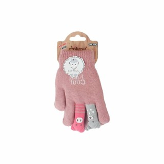 Kinder Winter Handschuhe » Kinderhandschuhe mit Tier Fingern » Fingerhandschuhe » teilweise mit Teddyfutter - Rosa (gefüttert