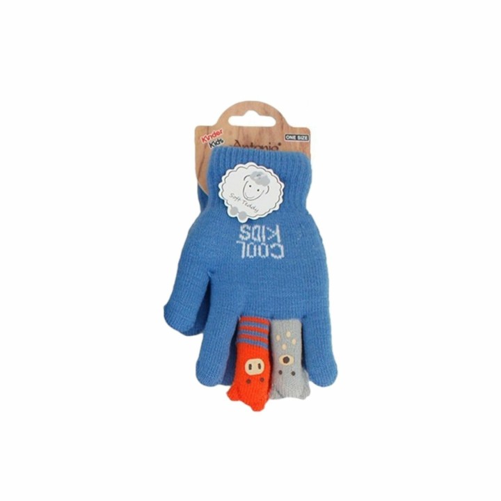 Kinder Winter Handschuhe » Kinderhandschuhe mit Tier Fingern » Fingerhandschuhe » teilweise mit Teddyfutter - Blau (gefüttert