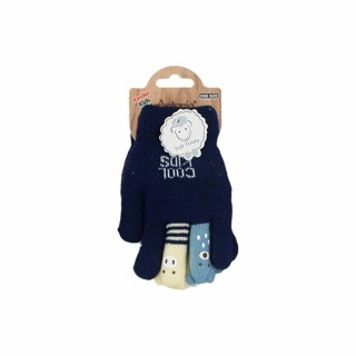 Kinder Winter Handschuhe » Kinderhandschuhe mit Tier Fingern » Fingerhandschuhe » teilweise mit Teddyfutter - Dunkelblau (gef