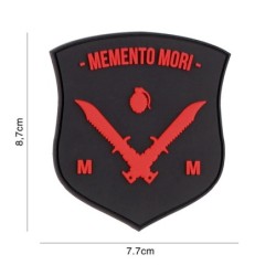 Klett Patch 3D PVC No.6111 Memento Mori rot/schwarz 8,7 x 7,7