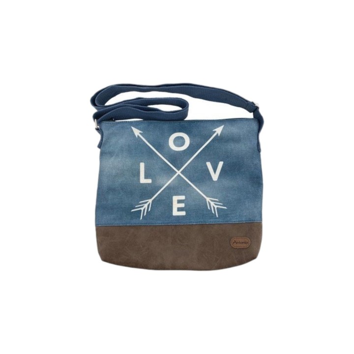 Damen Umhängetasche » Maritimer Vintage Stil » Weiß/Blau/Braun ca. 28 x 32 cm » Damen Handtasche » maritime Tasche mit Schult