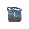 Damen Umhängetasche » Maritimer Vintage Stil » Weiß/Blau/Braun ca. 28 x 32 cm » Damen Handtasche » maritime Tasche mit Schult