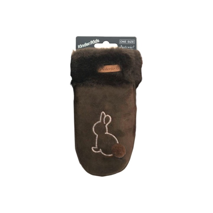 Winter Kinder Suede Fäustlinge » Handschuhe Hase mit Teddy » Günstige Kinderhandschuhe weich gefüttert » Kunstfell am Handgel