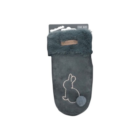 Winter Kinder Suede Fäustlinge » Handschuhe Hase mit Teddy » Günstige Kinderhandschuhe weich gefüttert » Kunstfell am Handgel