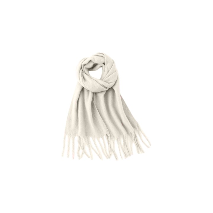 Fransenschal Bouclé » Damenschal 210 x 40 cm » Winter Damen Schal mit Quasten » Winterschal Super Soft - Creme
