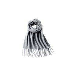 Fransenschal Bouclé » Damenschal 210 x 40 cm » Winter Damen Schal mit Quasten » Winterschal Super Soft - Grau
