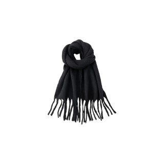 Fransenschal Bouclé » Damenschal 210 x 40 cm » Winter Damen Schal mit Quasten » Winterschal Super Soft - Schwarz