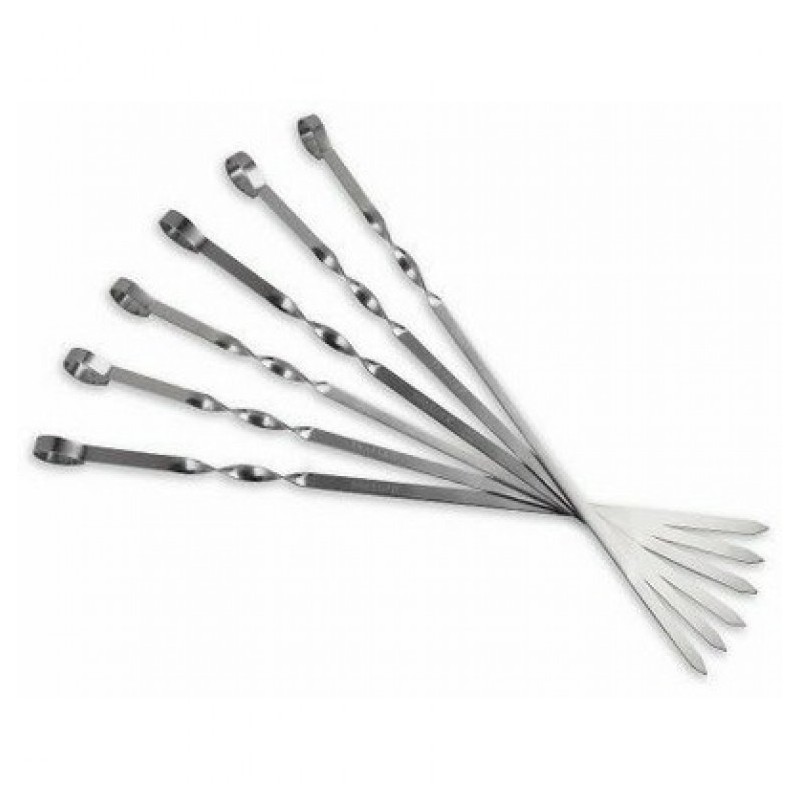 6 Stück Grillspieß Metall verchromt 59,5cm - 1,65 €/Stück