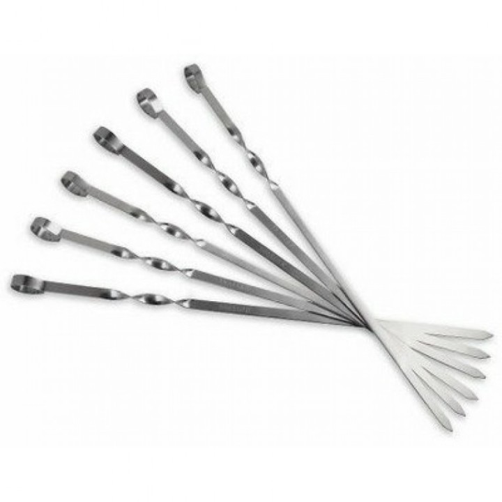 6 Stück Grillspieß Metall verchromt 59,5cm - 1,65 €/Stück