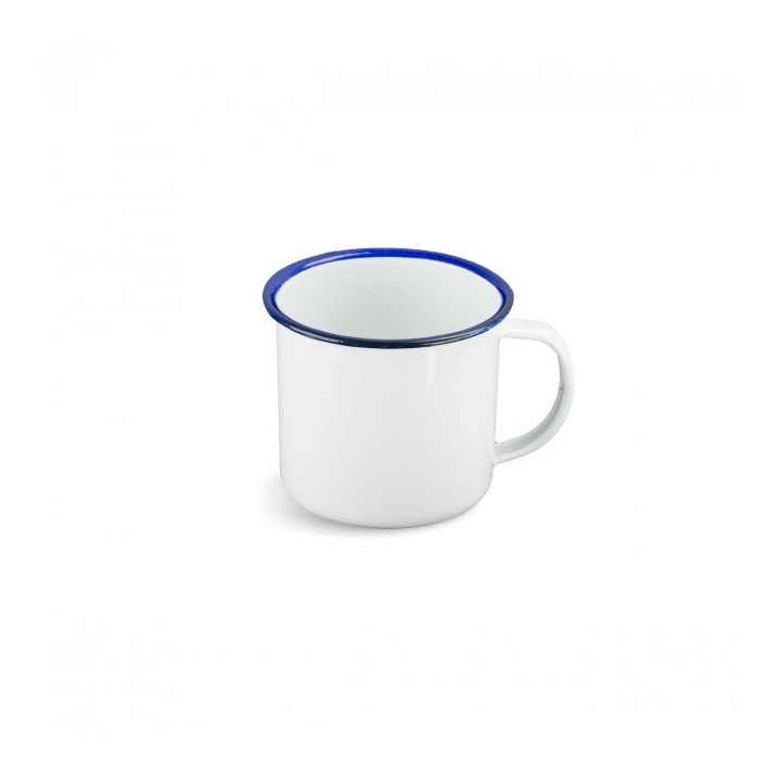 Trinkbecher Mug Tasse 280ml Emailliert weiß/blau