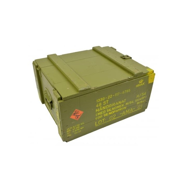 Dänische Transportkiste Holzkiste M/54 grün gebraucht 55 x 43 x 30